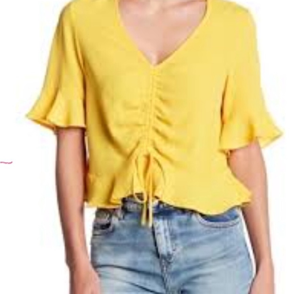 Elodie Bright Yellow Ruffle Sleeve Top